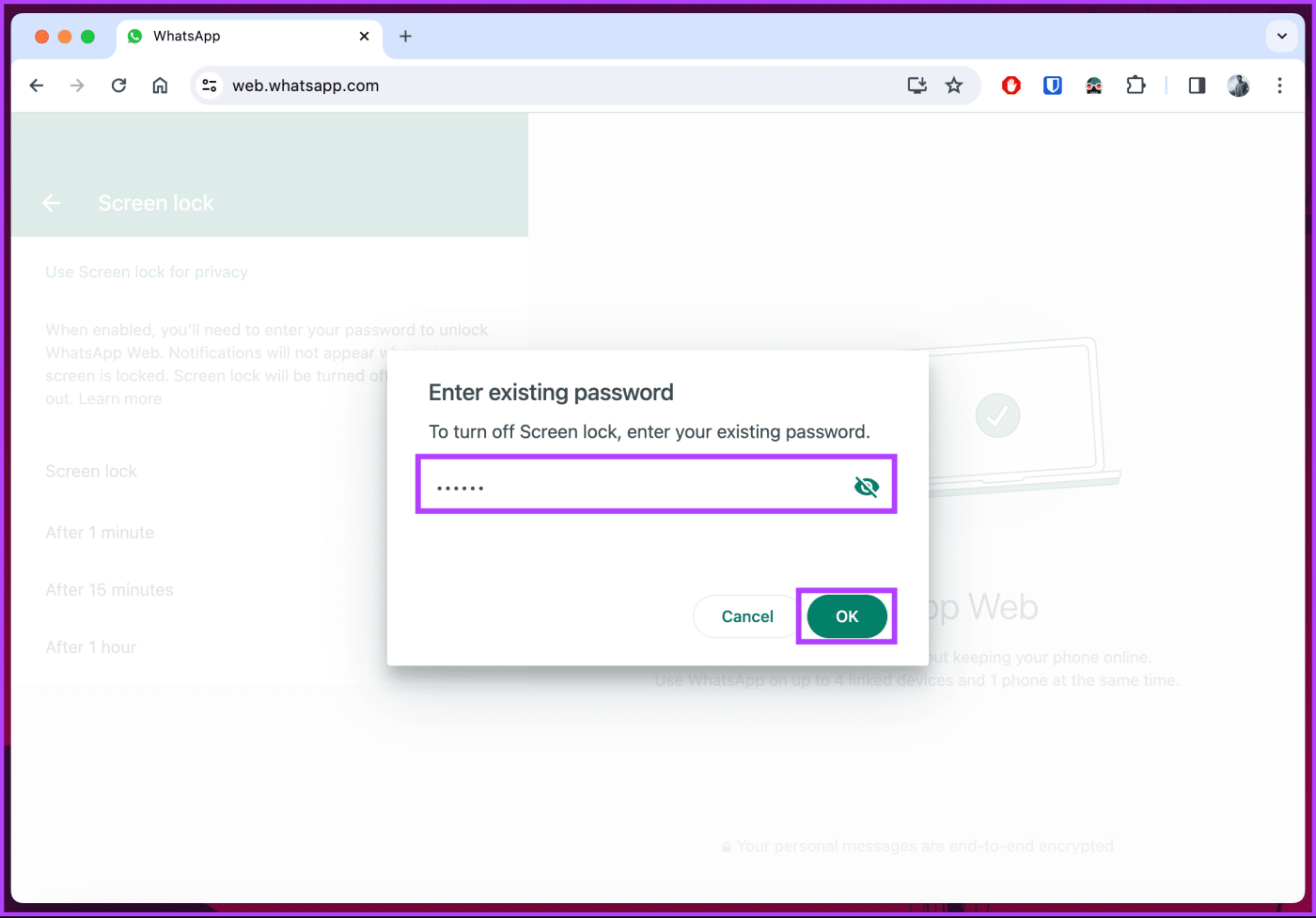 So sichern Sie WhatsApp Web mit einem Passwort