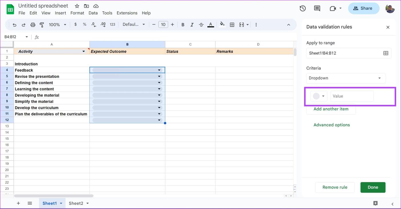 Cómo crear, editar y eliminar listas desplegables en Google Sheets