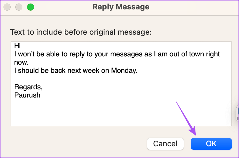 Comment configurer un message d'absence du bureau dans l'application Mail sur Mac