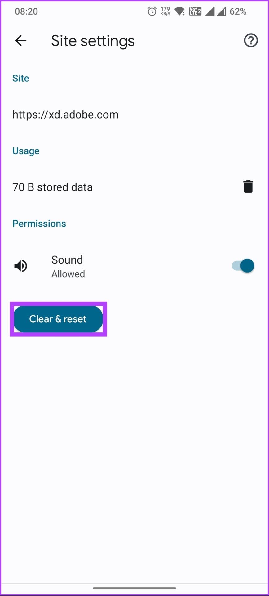 1 つのサイトの Chrome で Cookie とキャッシュをクリアする方法