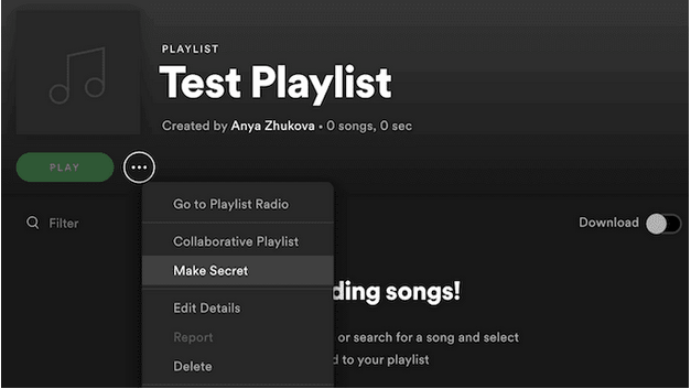 Spotifyでシークレットプレイリストを作成する方法