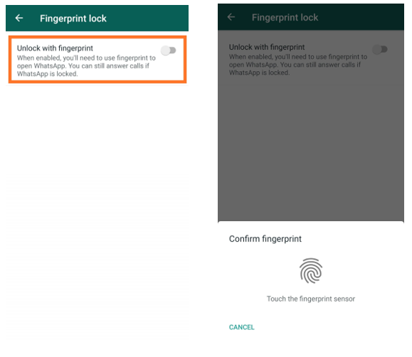 Actualizare WhatsApp Fingerprint Lock pe Android