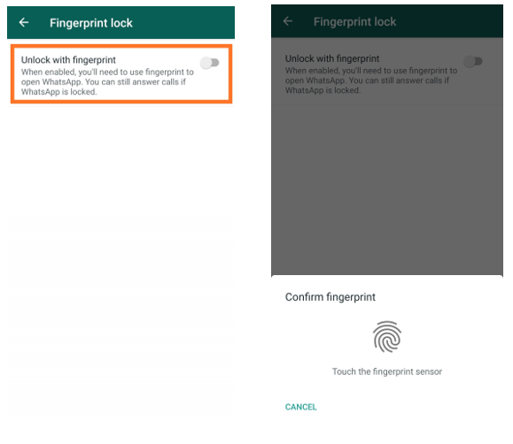 Обновление WhatsApp Fingerprint Lock на Android