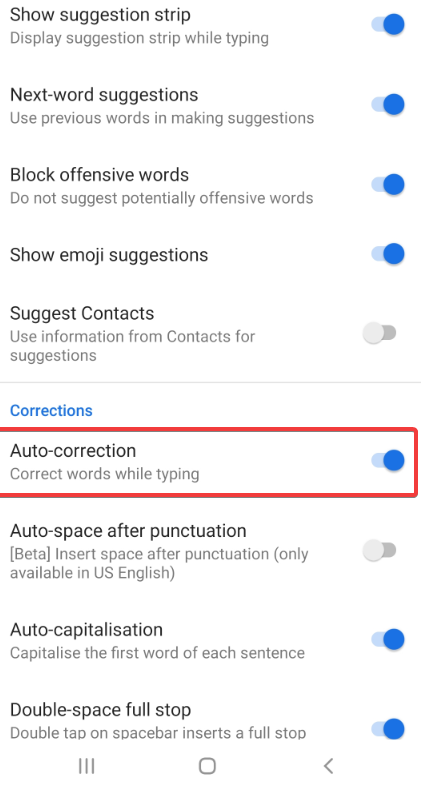 Cum să dezactivezi corectarea automată pe Android