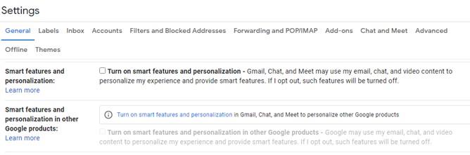 Как отключить интеллектуальные функции Gmail и предотвратить отслеживание?