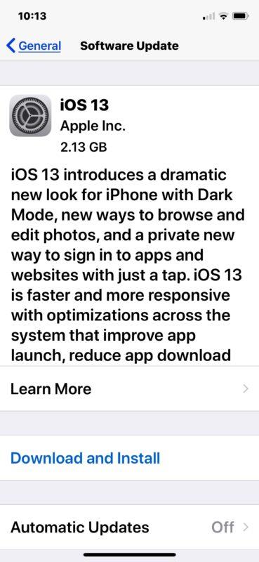 iOS13をiPhoneにダウンロードしてインストールする方法
