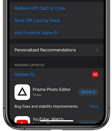 Come aggiornare le app su iPhone dopo l'aggiornamento a iOS 13?