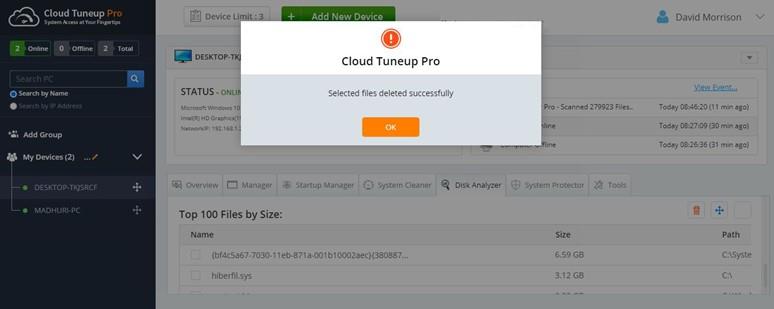 Cloud TuneupProでディスクスペースの消費を管理する方法