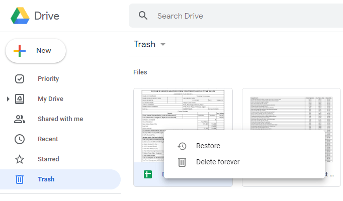Come recuperare file cancellati da Google Drive
