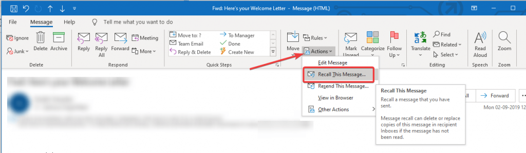 Outlook에서 이메일을 어떻게 회상합니까?
