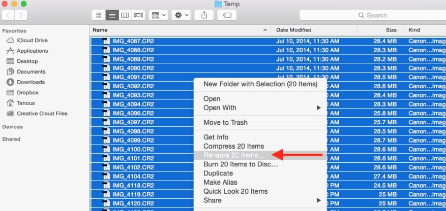 Как переименовать сразу несколько файлов на Mac
