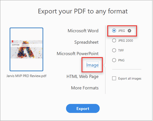 export jpg to pdf mac
