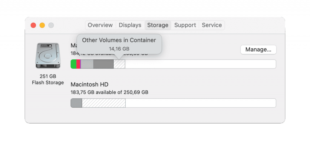 Macでコンテナ内の他のボリュームを削除する方法