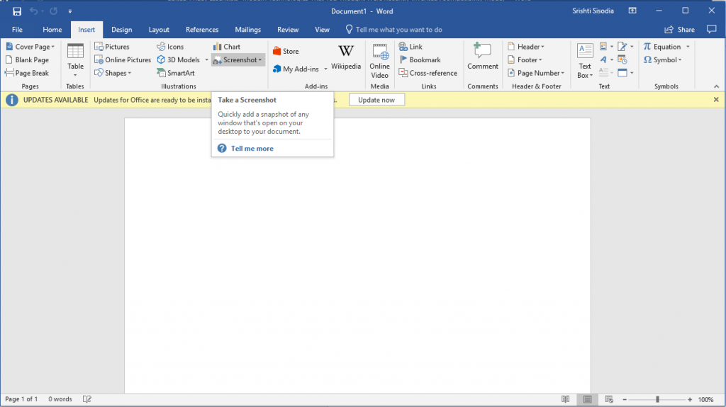 Come utilizzare lo strumento di screenshot integrato di MS Office?