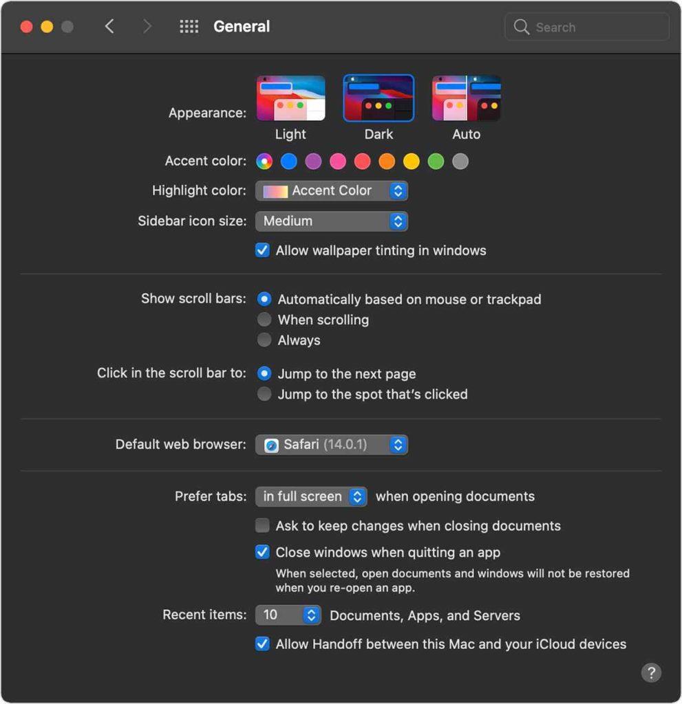 Big Sur ve daha eski macOS'ta Mac'inizi Karanlık Modunu Nasıl Yapabilirsiniz?