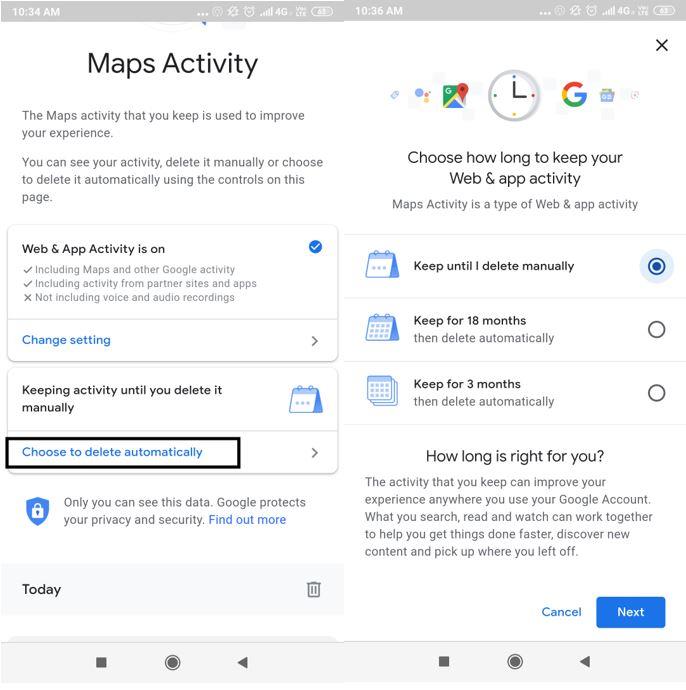 Come eliminare la cronologia di Google Maps e abilitare la modalità di navigazione in incognito?