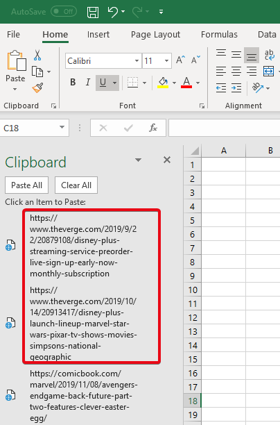 Klembord wissen in Microsoft Excel