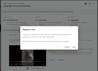Новое сообщение YouTube о жалобе на нарушение авторских прав