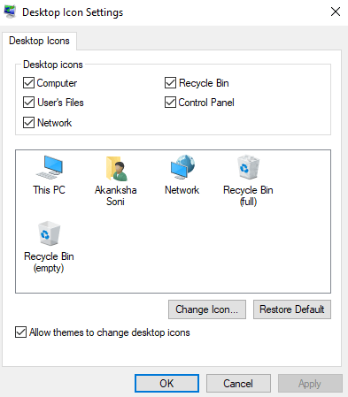 Come ripristinare l'icona del cestino persa su Windows 10