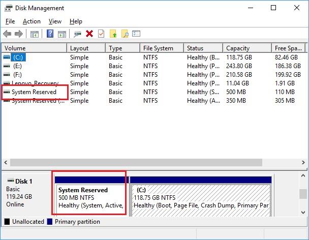 Système réservé - La partition de stockage cachée dans Windows