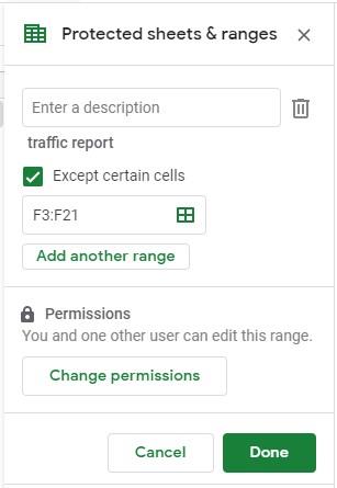 Passaggi per proteggere le celle dalla modifica in Fogli Google