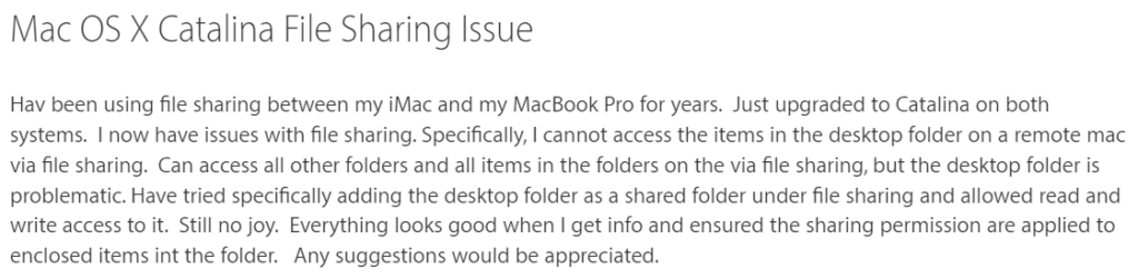 FISSO: Condivisione file Mac non funzionante (utenti Catalina, Mojave o Big Sur)