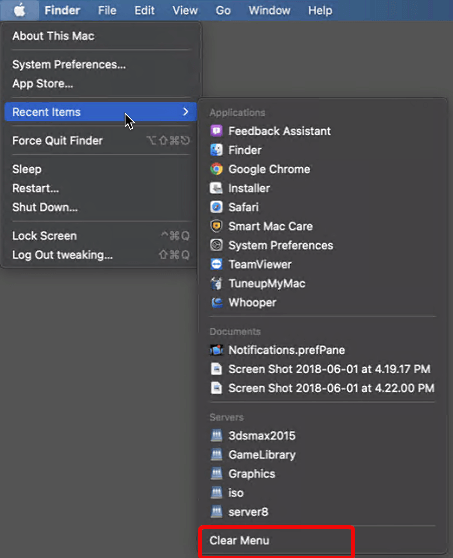 Macから最近のファイルとフォルダをクリアする方法