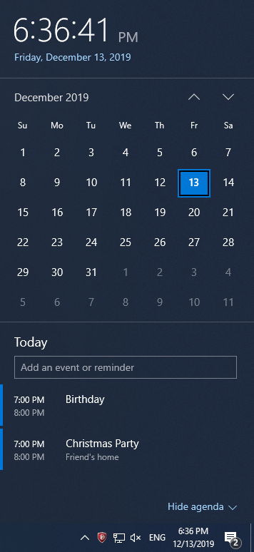 Come utilizzare l'app Calendario dalla barra delle applicazioni su Windows 10