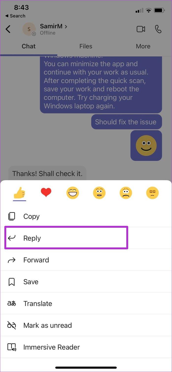 Cách trả lời một tin nhắn cụ thể trong Microsoft Teams