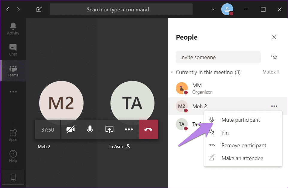 Cách tắt tiếng và bật tiếng người tham gia trong Microsoft Teams