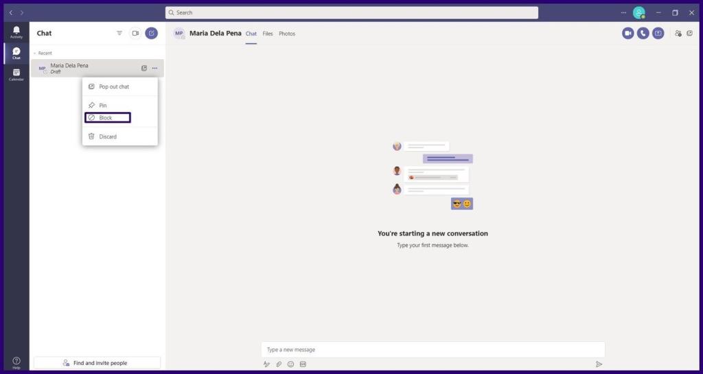 Cách chặn một liên hệ trong Microsoft Teams