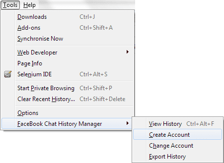 Facebook chat history manager