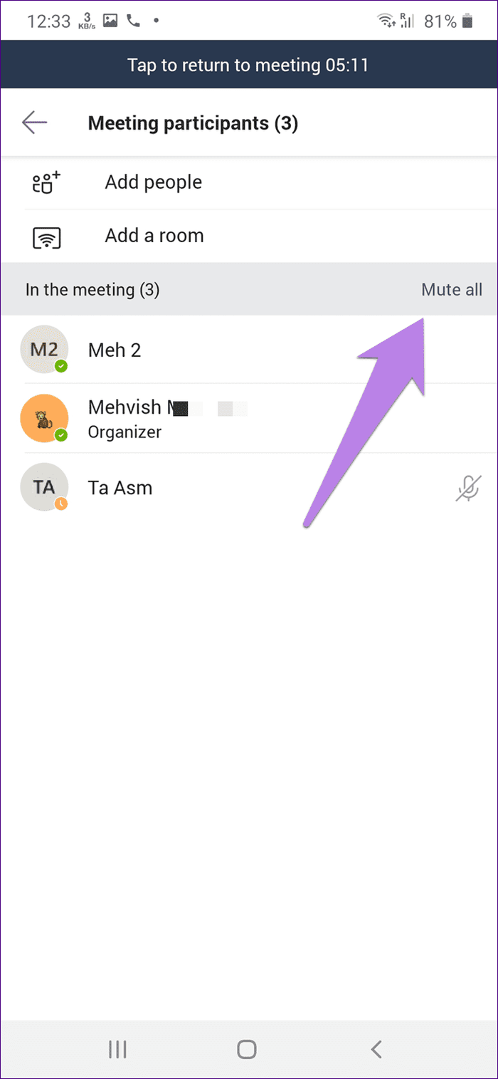 Cách tắt tiếng và bật tiếng người tham gia trong Microsoft Teams