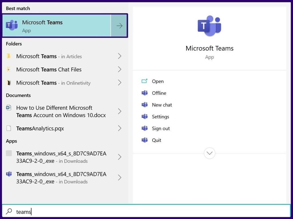 Cách sử dụng tài khoản Microsoft Teams khác nhau trên Windows 10