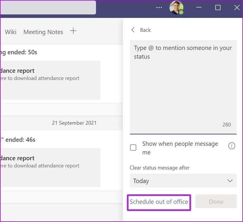 Cách thiết lập thông báo không có mặt trong Office trong Microsoft Teams