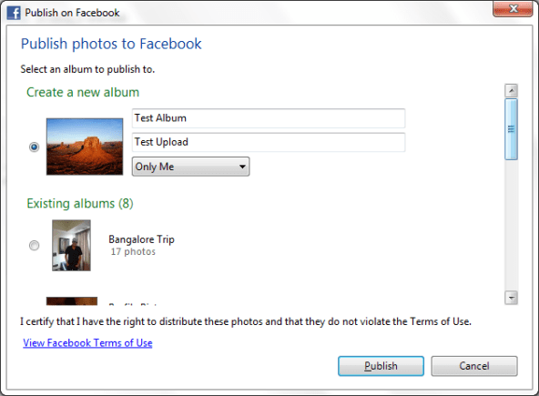 Tải ảnh lên Facebook từ Windows Live Photo Gallery