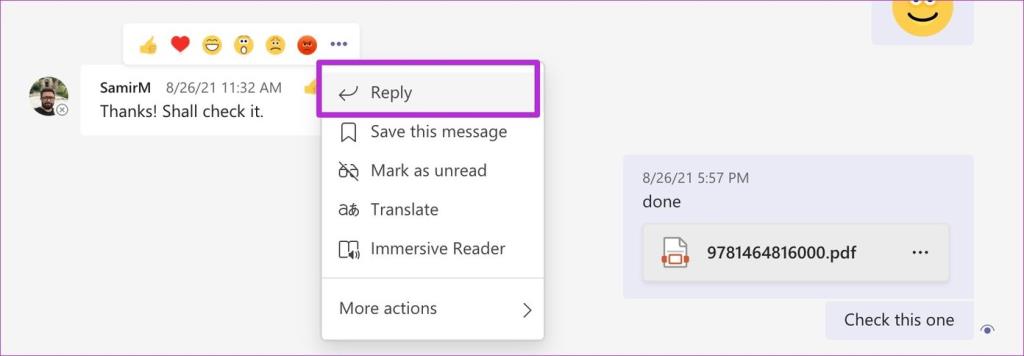 Cách trả lời một tin nhắn cụ thể trong Microsoft Teams