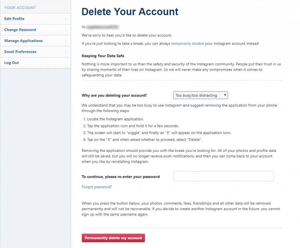 How To Delete Your Instagram Account