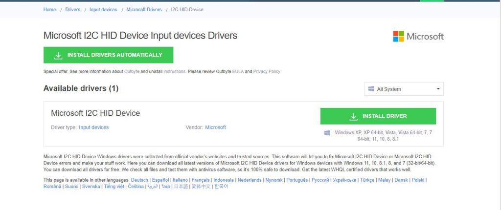 How To Initiate I2C HID Device Driver Download & Install On Windows 11