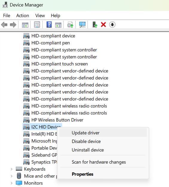 How To Fix I2C HID Device Driver Not Working On Windows 11