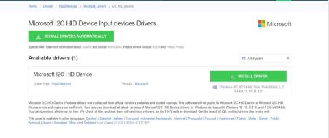 Como iniciar o download e instalação do driver de dispositivo I2C HID no Windows 11