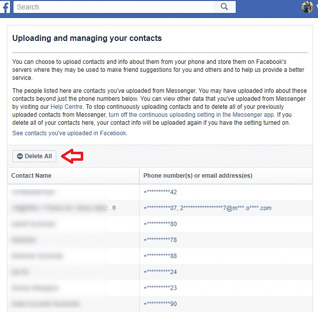 How To Delete The List Of Phone Contacts That Facebook Has