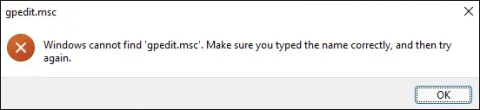 Pembetulan untuk gpedit.msc Tidak Ditemui pada Windows Home
