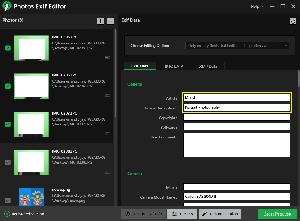 How To Batch Edit RAW Images Exif Metadata On Windows
