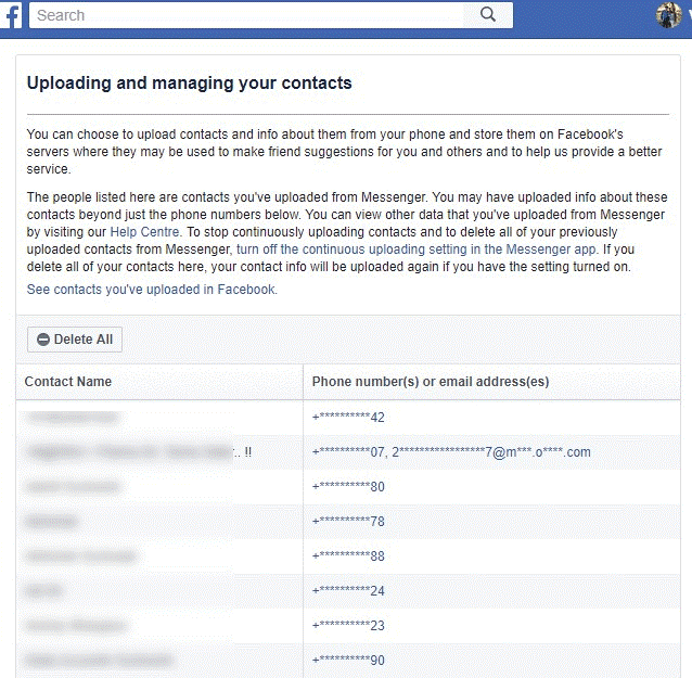 How To Delete The List Of Phone Contacts That Facebook Has