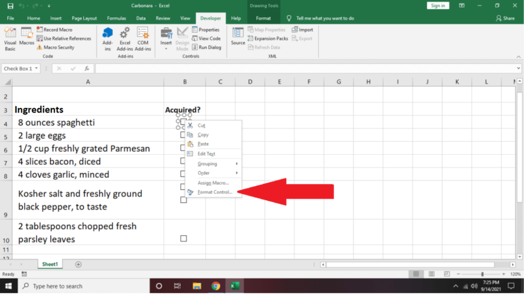 Cara Membuat Senarai Semak dalam Excel