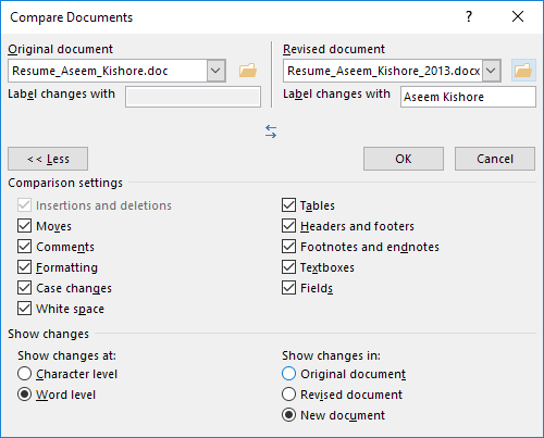 Comment utiliser Comparer et combiner des documents dans Word