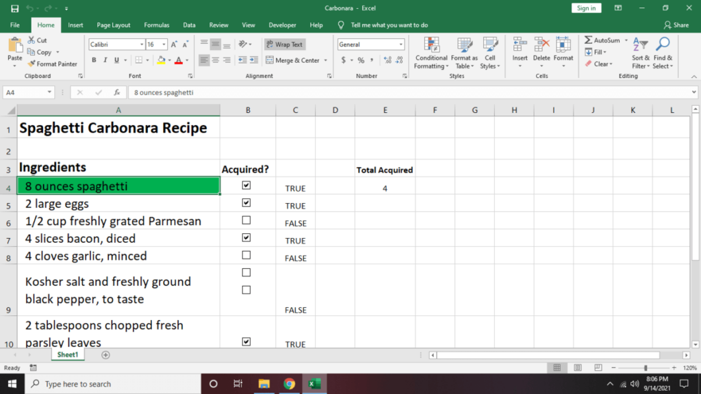 Cara Membuat Senarai Semak dalam Excel