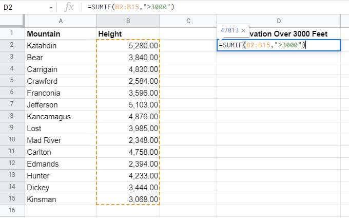 So verwenden Sie SUMIF in Google Sheets