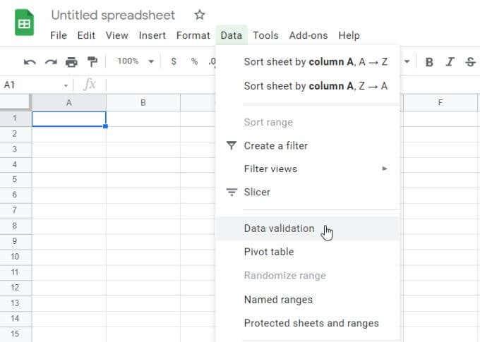 De vervolgkeuzelijsten van Google Spreadsheets gebruiken